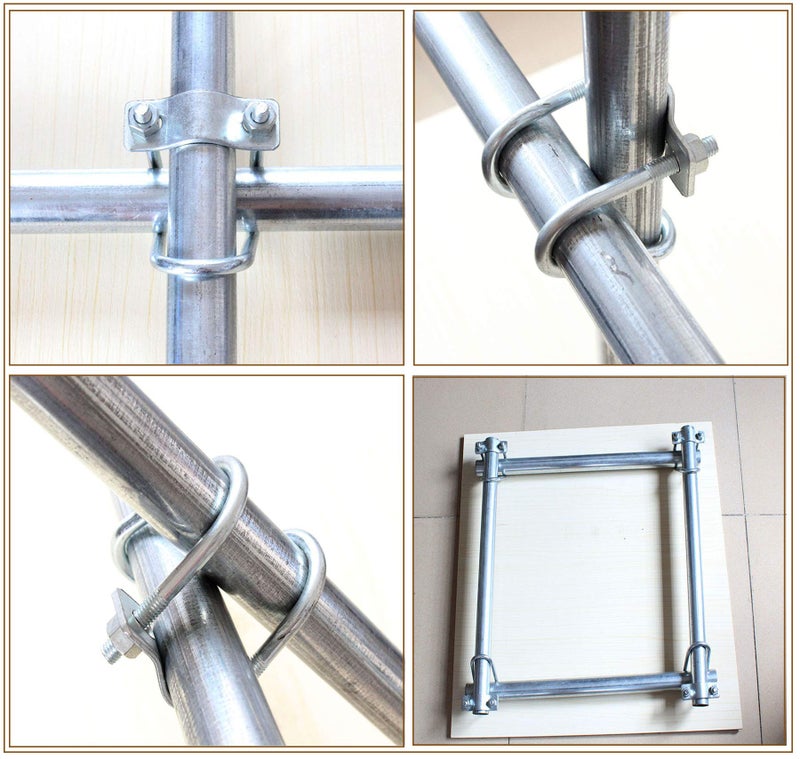 Anmeilexst 4 Pcs Galvanized Steel Pipe Clip, Cross Tube Buckle, Maximum Clampable Tube Diameter 1.3" Card 1.3" Steel Pipe - Image 5